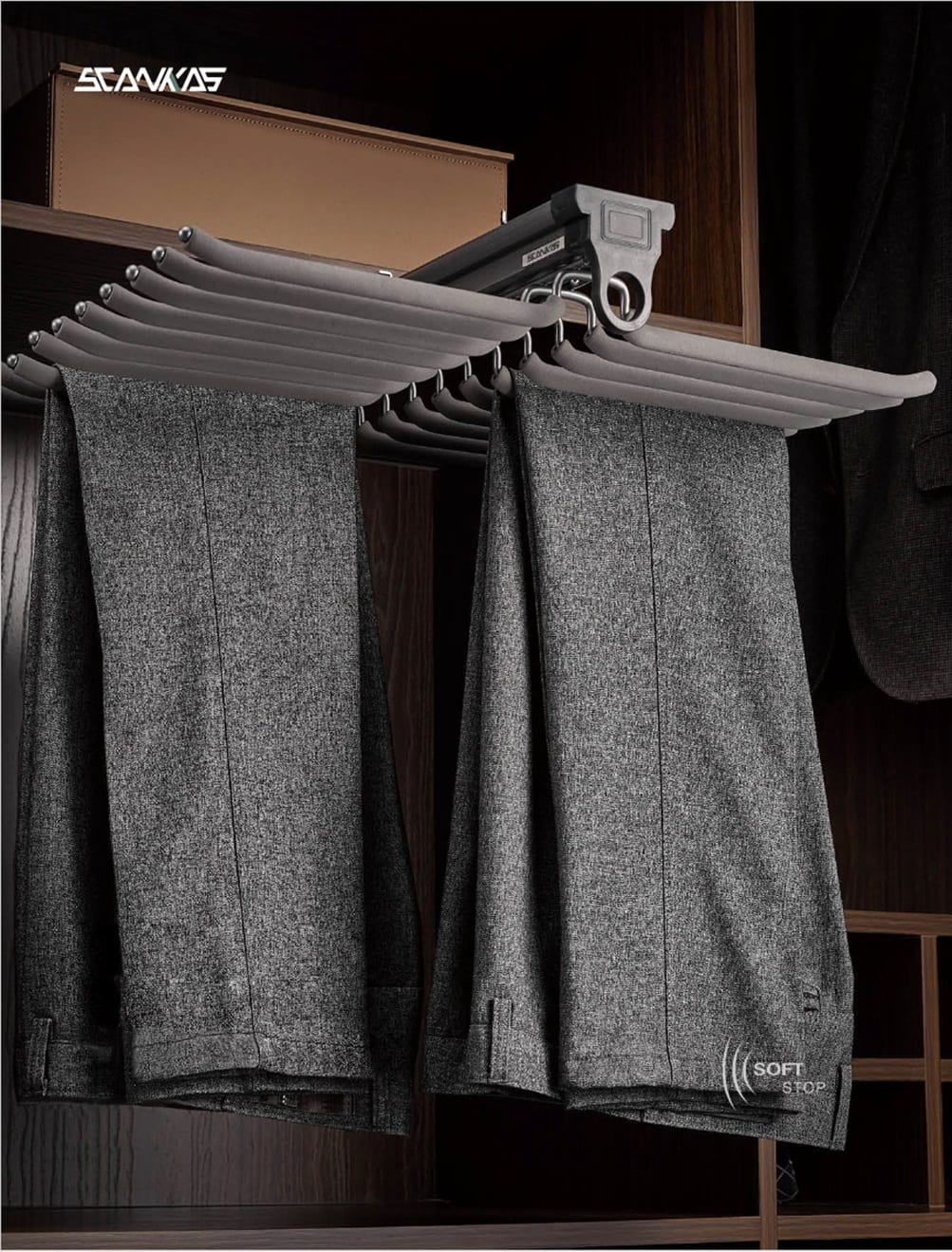 TOP MOUNTED DOUBLE PRONGED PANTS RACK