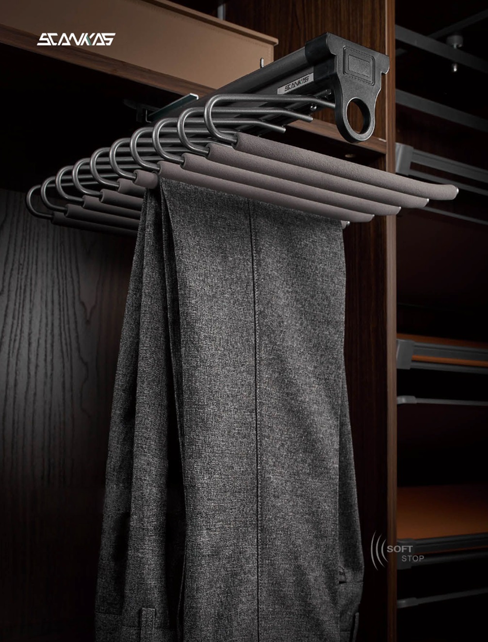 TOP MOUNTED V-PRONGED PANTS RACK