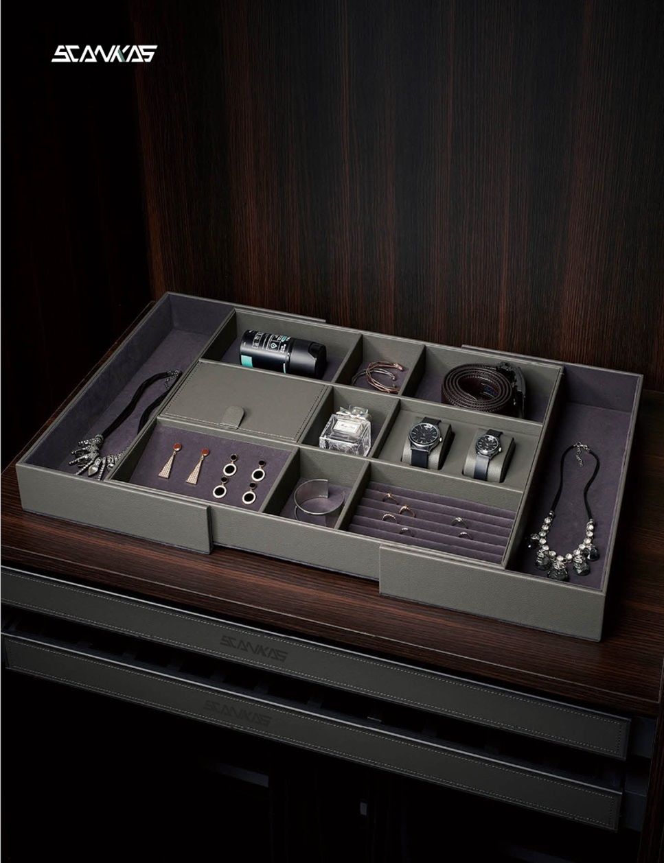 RETRACTABLE FAUX LEATHER ACCESSORIES STORAGE BOX